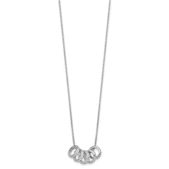 Sterling Silver Rhodium-plated Five Moveable CZ Rings 18 inch with 2 inch Extension Necklace QG7074-18