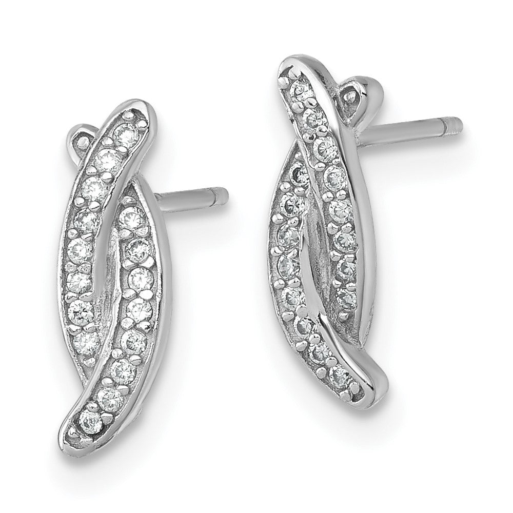 QG7127E Sterling Silver Rhodium-plated Polished Fancy CZ -X- Post Earrings