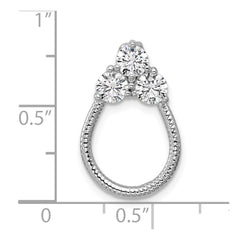 Sterling Silver Rhodium-plated Three CZ Textured Loop Chain Slide Pendant QG7133P