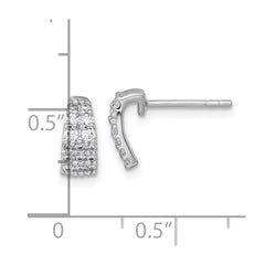 QG7134E Sterling Silver Rhodium-plated Polished Pave CZ Curved and Tapered Post Earrings