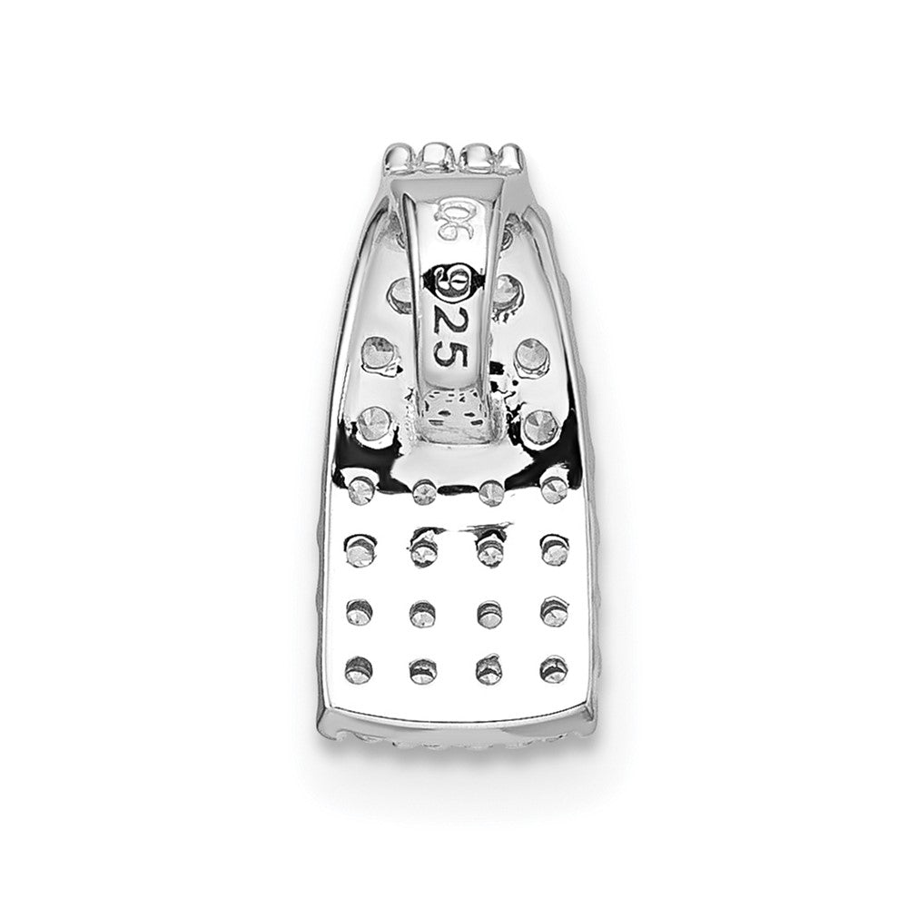 Sterling Silver Rhodium-plated Polished Pave CZ Curved and Tapered Chain Slide Pendant QG7134P