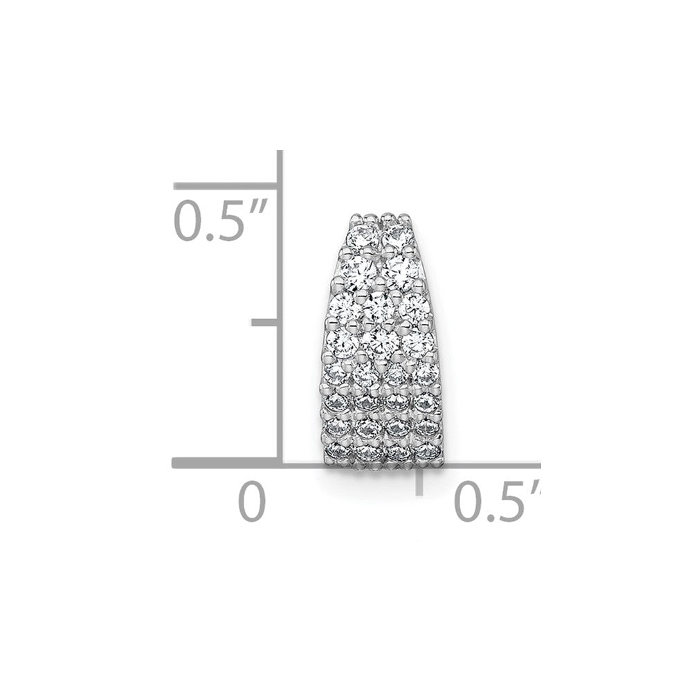 Sterling Silver Rhodium-plated Polished Pave CZ Curved and Tapered Chain Slide Pendant QG7134P