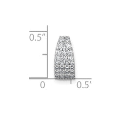 Sterling Silver Rhodium-plated Polished Pave CZ Curved and Tapered Chain Slide Pendant QG7134P