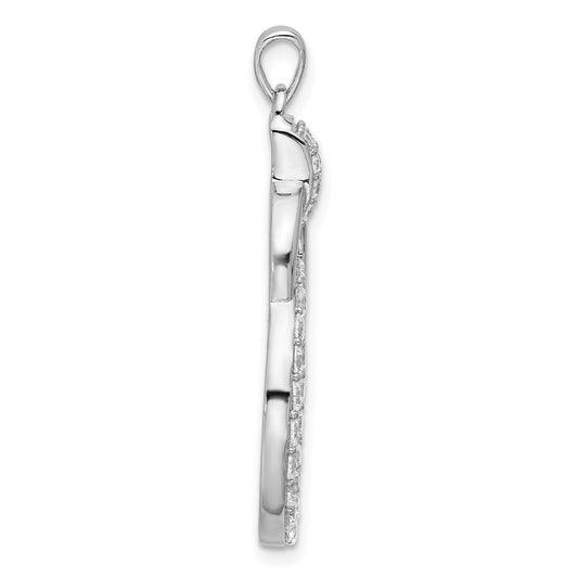 Sterling Silver Rhodium-plated Polished CZ Two Circle Pendant QG7135P