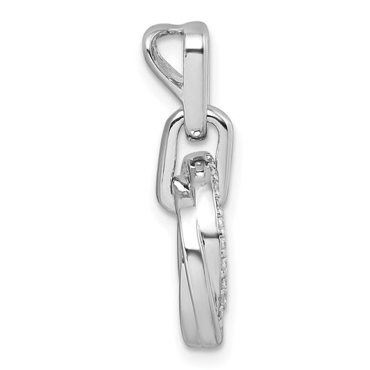 Sterling Silver Rhodium-plated Polished White CZ Circle Twist Pendant QG7136P