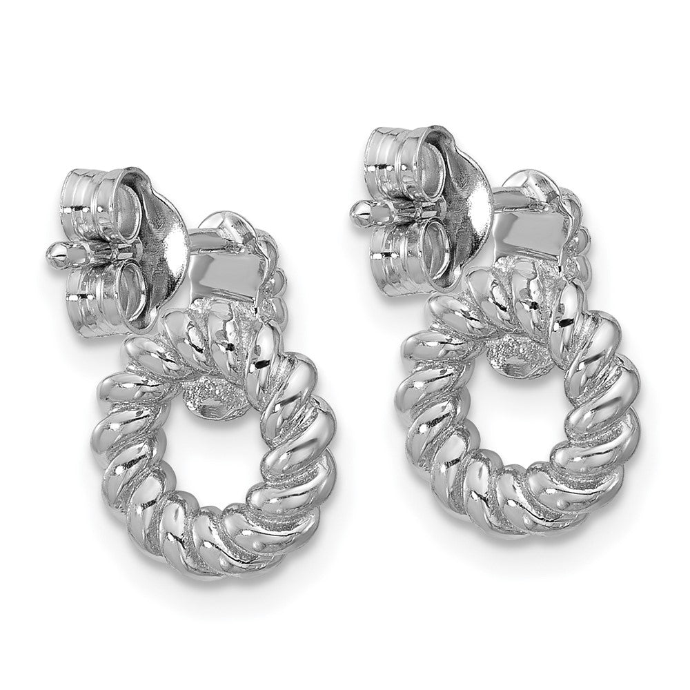 QG7137E Sterling Silver Rhodium-plated Polished Twisted Circle Post Earrings
