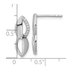 QG7139E Sterling Silver Rhodium-plated Polished Ovals CZ Post Earrings