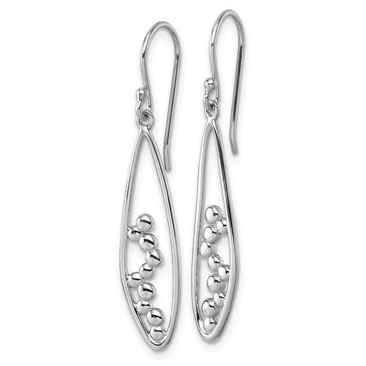 QG7141E Sterling Silver Rhodium-plated Polished Oval Bubbles Dangle Earrings