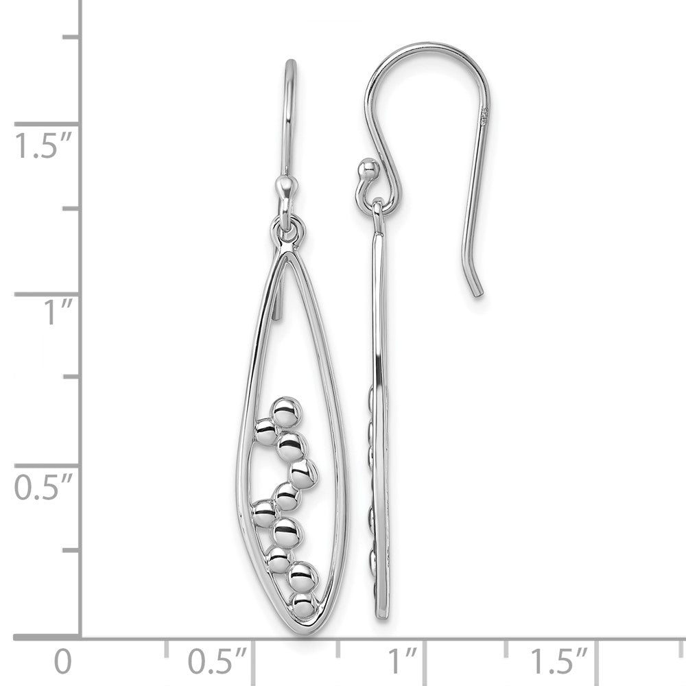 QG7141E Sterling Silver Rhodium-plated Polished Oval Bubbles Dangle Earrings