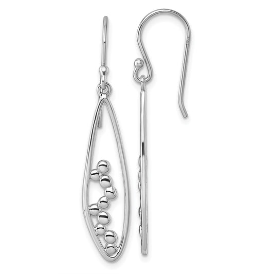 QG7141E Sterling Silver Rhodium-plated Polished Oval Bubbles Dangle Earrings