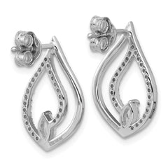QG7145E Sterling Silver Rhodium-plated Marquise CZ Polished Teardrop Post Earrings