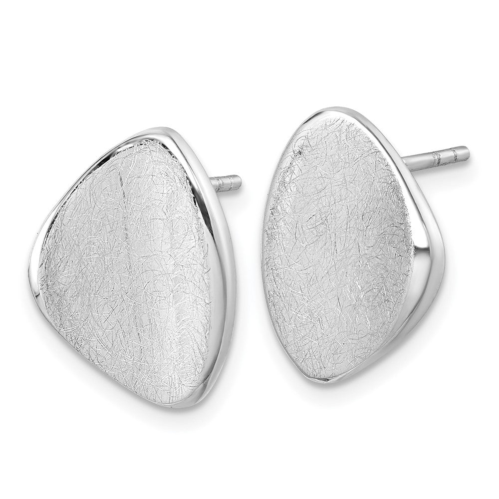 QG7148E Sterling Silver Rhodium-plated Scratch Finish Fancy Abstract Post Earrings