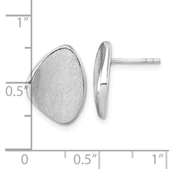 QG7148E Sterling Silver Rhodium-plated Scratch Finish Fancy Abstract Post Earrings