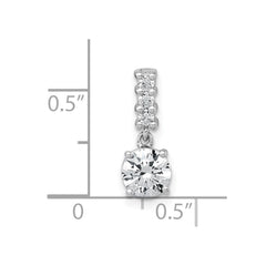 Sterling Silver Rhodium-plated Polished Round CZ Dangling Chain Slide Pendant QG7149P