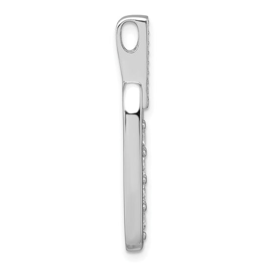 Sterling Silver Rhodium-plated Polished CZ Elongated Oval Pendant QG7151P