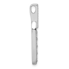 Sterling Silver Rhodium-plated Polished CZ Elongated Oval Pendant QG7151P