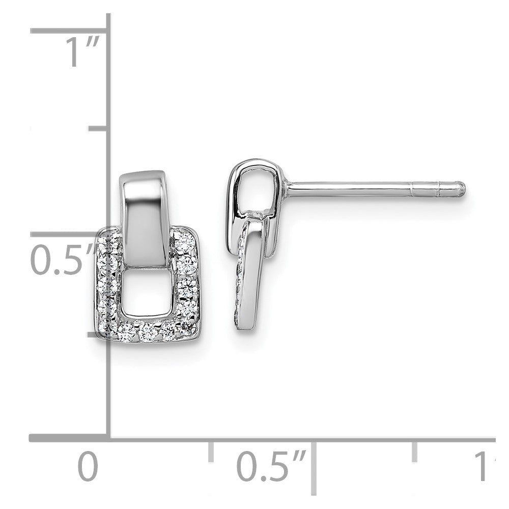 QG7153E Sterling Silver Rhodium-plated Polished CZ Square Post Earrings