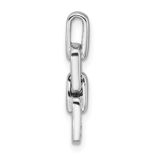 Sterling Silver Rhodium-plated Polished White CZ Double Square Pendant QG7153P