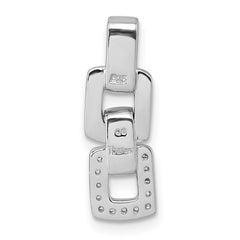 Sterling Silver Rhodium-plated Polished White CZ Double Square Pendant QG7153P
