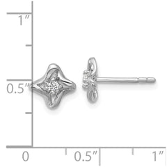 QG7154E Sterling Silver Rhodium-plated Polished CZ Twisted Post Earrings