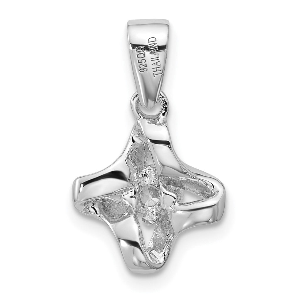 Sterling Silver Rhodium-plated Polished CZ Twisted Pendant QG7154P