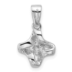 Sterling Silver Rhodium-plated Polished CZ Twisted Pendant QG7154P