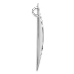 Sterling Silver Rhodium-plated Polished and Brushed Fancy Concave Oval Chain Slide Pendant QG7159P