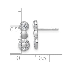 QG7161E Sterling Silver Rhodium-plated Polished and Satin CZ  3-Circles Post Earrings
