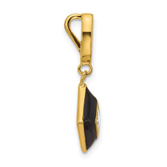 Sterling Silver Gold-plated CZ and Black Enameled Pendant QG7169P