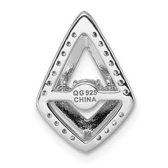 Sterling Silver Rhodium-plated Vibrant Moving CZ with Light Purple Enamel Kite-shape Chain Slide Pendant QG7170P