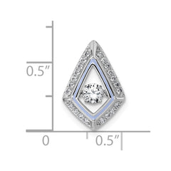 Sterling Silver Rhodium-plated Vibrant Moving CZ with Light Purple Enamel Kite-shape Chain Slide Pendant QG7170P