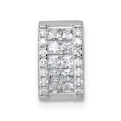 Sterling Silver Rhodium-plated Pave CZ Rectangle Chain Slide Pendant QG7172P