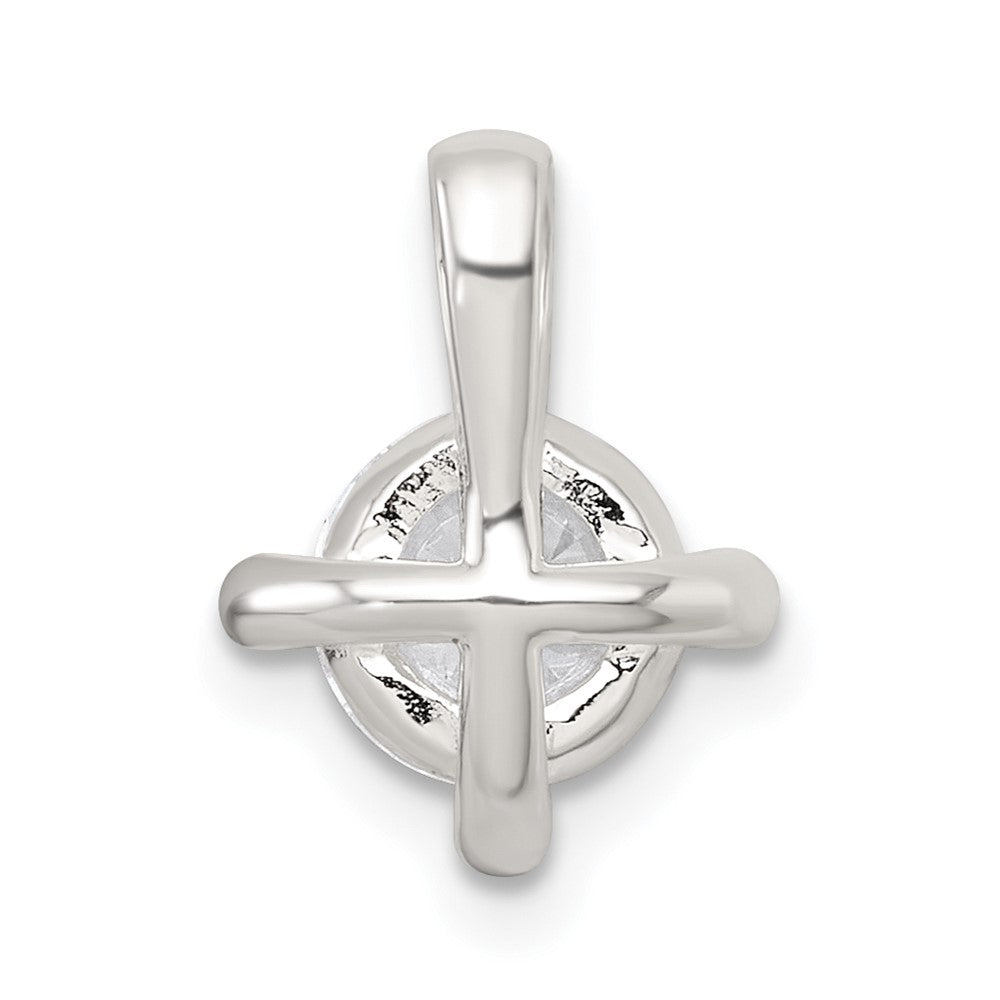 Sterling Silver Polished CZ with 4 CZ Prongs Chain Slide Pendant QG7175P