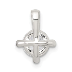 Sterling Silver Polished CZ with 4 CZ Prongs Chain Slide Pendant QG7175P