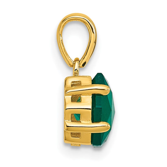 Sterling Silver Gold-tone Polished Hexagon Green Chalcedony Pendant QG7190P