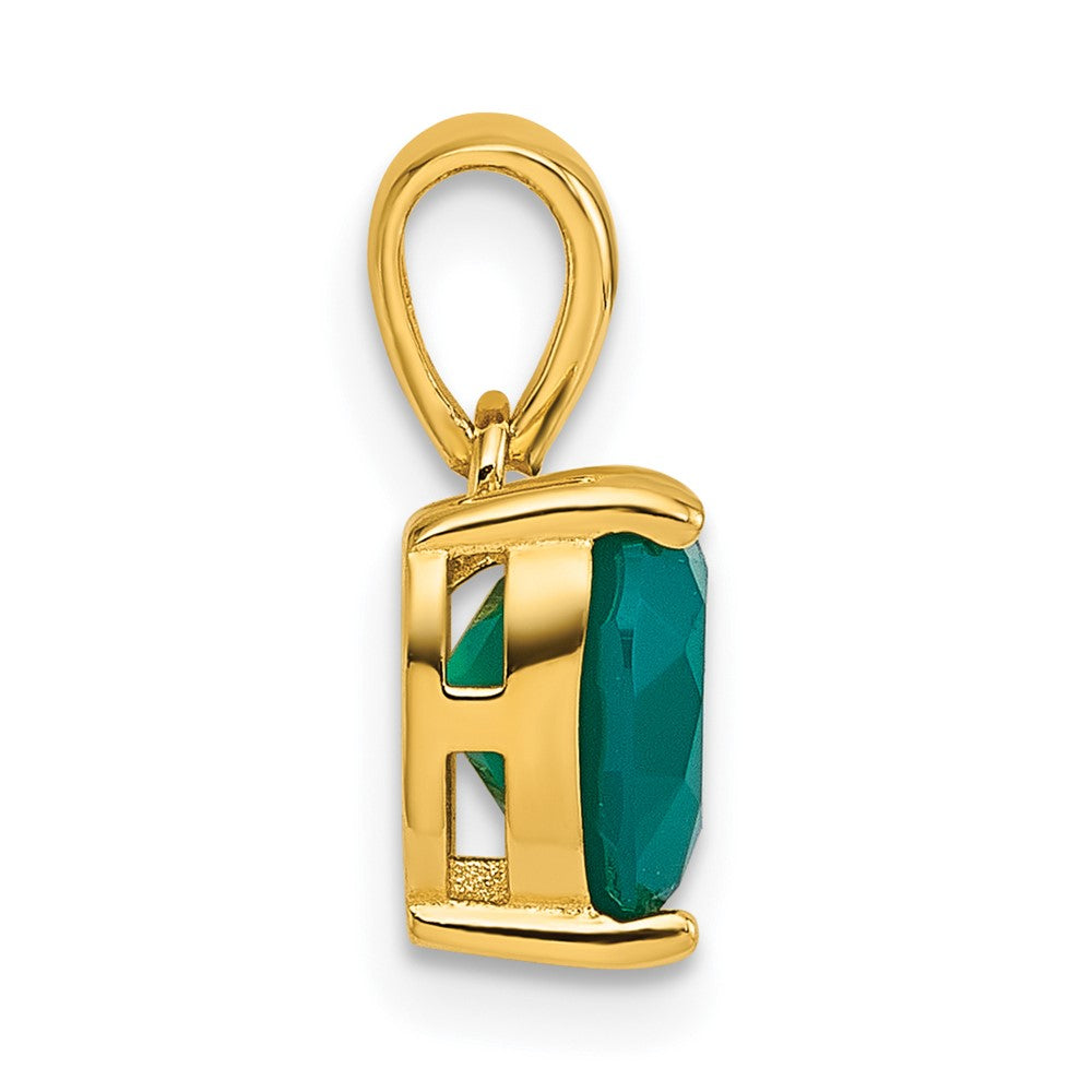 Sterling Silver Gold-tone Polished Green Chalcedony Heart Pendant QG7191P