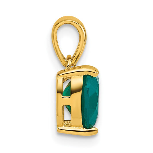 Sterling Silver Gold-tone Polished Green Chalcedony Heart Pendant QG7191P