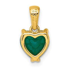 Sterling Silver Gold-tone Polished Green Chalcedony Heart Pendant QG7191P