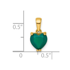 Sterling Silver Gold-tone Polished Green Chalcedony Heart Pendant QG7191P