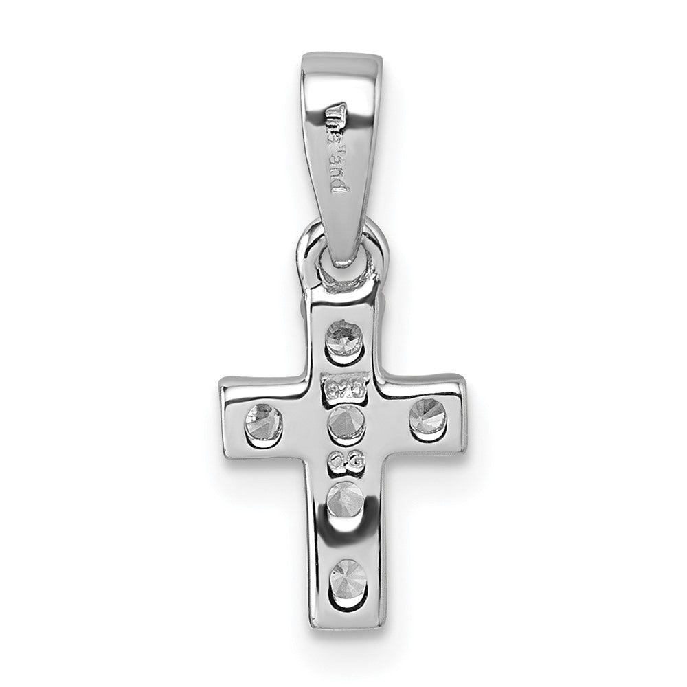 Sterling Silver Rhodium-plated Polished White CZ Cross Pendant QG7208P