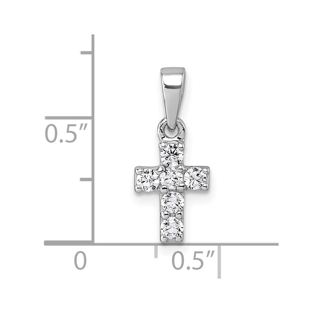 Sterling Silver Rhodium-plated Polished White CZ Cross Pendant QG7208P