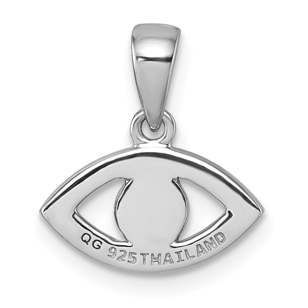 Sterling Silver Rhodium-plated Polished CZ and Compressed Turquoise Cabochon Evil Eye Pendant QG7216P