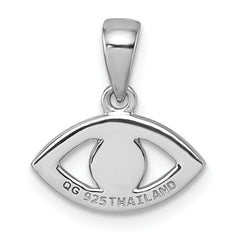Sterling Silver Rhodium-plated Polished CZ and Compressed Turquoise Cabochon Evil Eye Pendant QG7216P