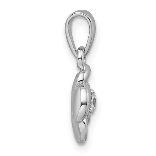 Sterling Silver Rhodium-plated Polished White CZ Flower Pendant QG7227P
