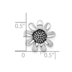 Sterling Silver Rhodium-plated Antiqued Sunflower Chain Slide Pendant QG7231P