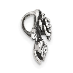 Sterling Silver Antiqued Polished CZ Flowers Chain Slide Pendant QG7232P