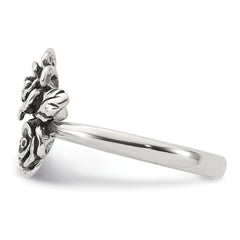 Sterling Silver Antiqued Polished CZ Flowers Size 6 Ring