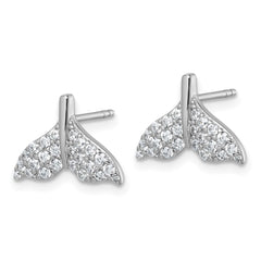 QG7240E Sterling Silver Rhodium-plated CZ Whale Tail Post Earrings