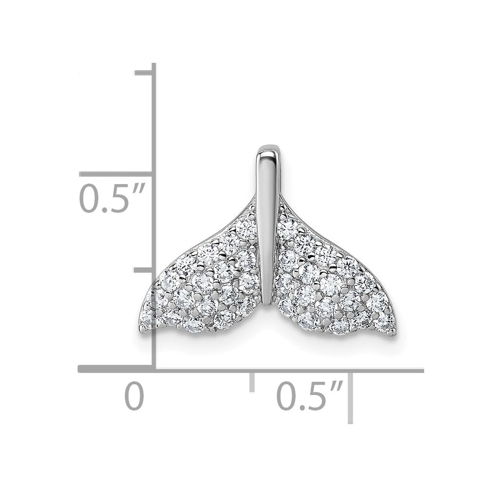Sterling Silver Rhodium-plated CZ Whale Tail Pendant QG7240P