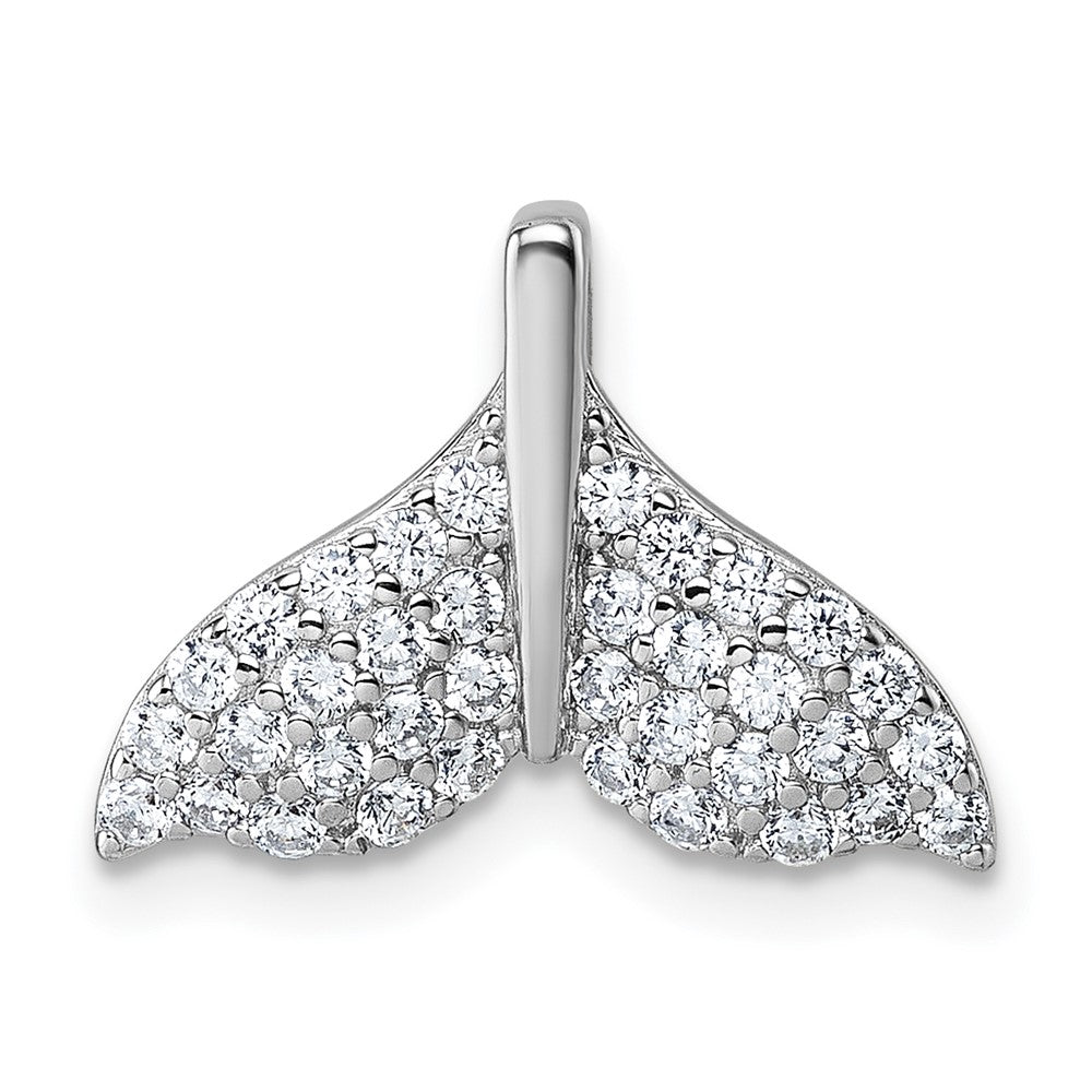 Sterling Silver Rhodium-plated CZ Whale Tail Pendant QG7240P